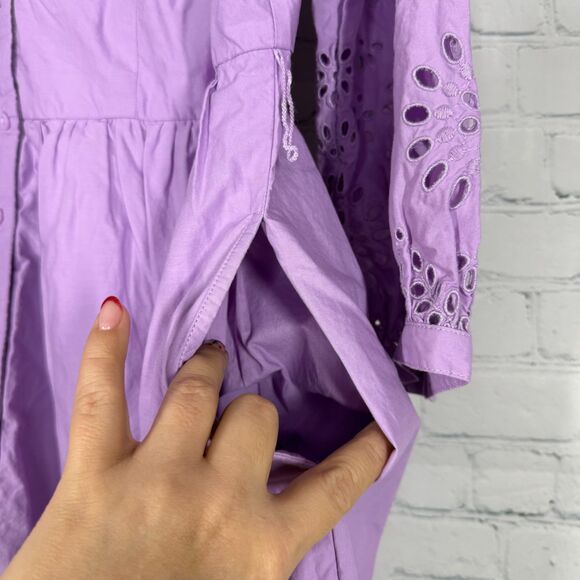 Talbots Midi Dress Women Plus XL Lavander Button Front Cottage Prairie Pockets - Picture 9 of 13